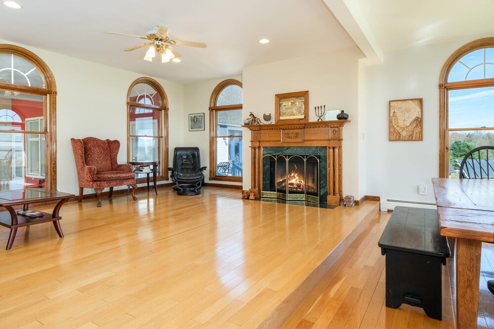 Fireside seating in kitchen