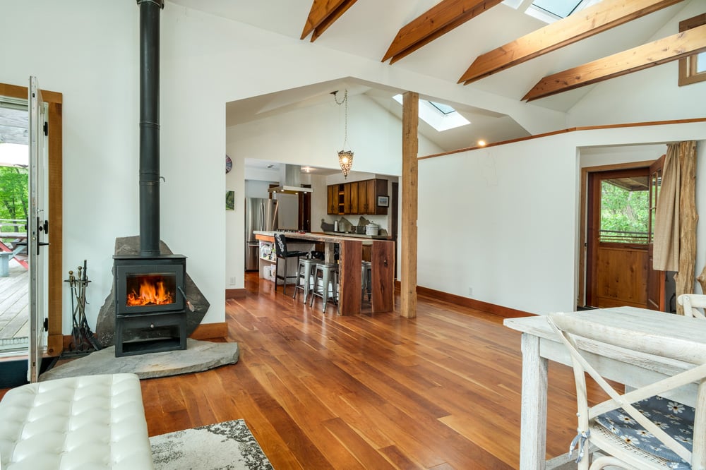 Cozy living room with wood stove - 4923 County Highway 36 